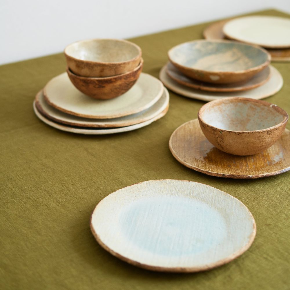 Conjunto de Cerâmica Rústica com Acabamento Natural 12 Peças